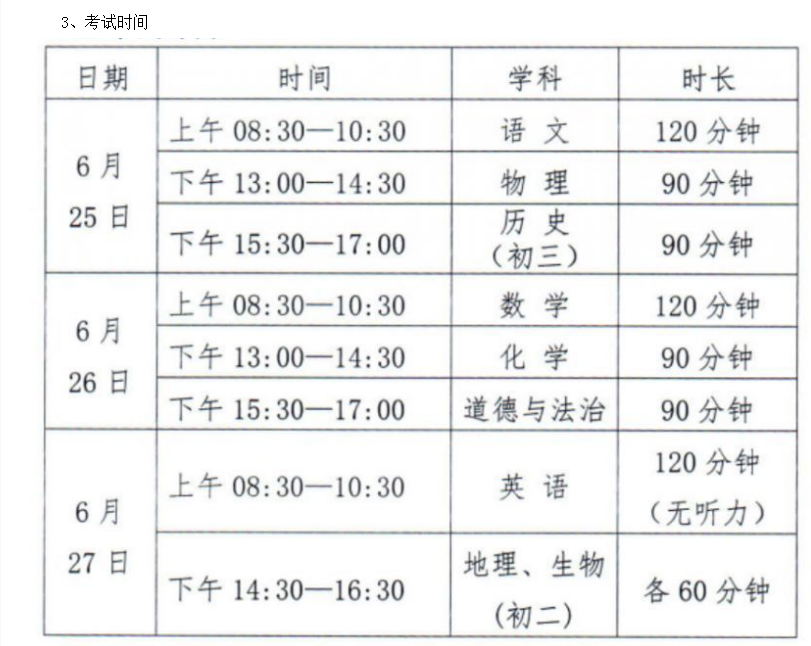 2024年雞西中考考試科目時間安排有哪些